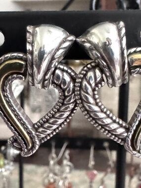 Brighton, silver and gold heart earrings